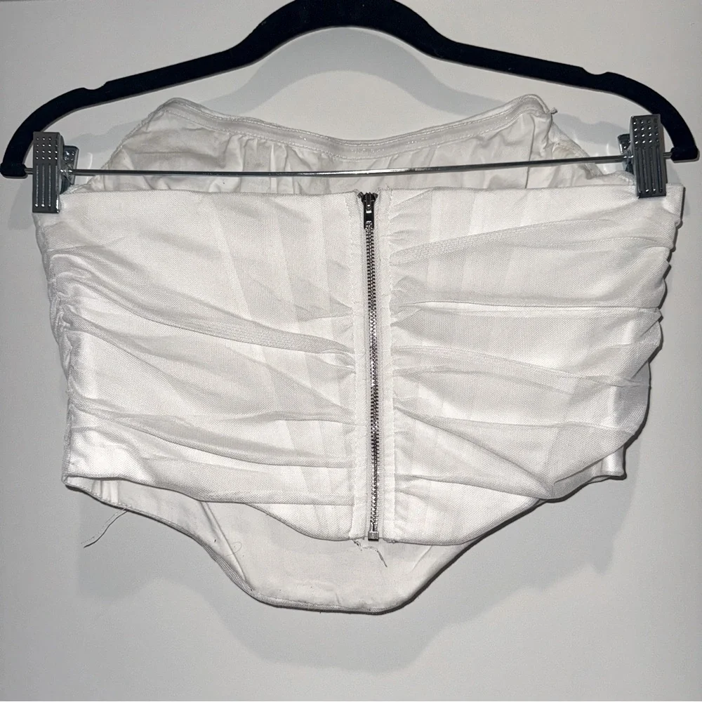 White Mesh Cropped Corset Top - Picture 4 of 4